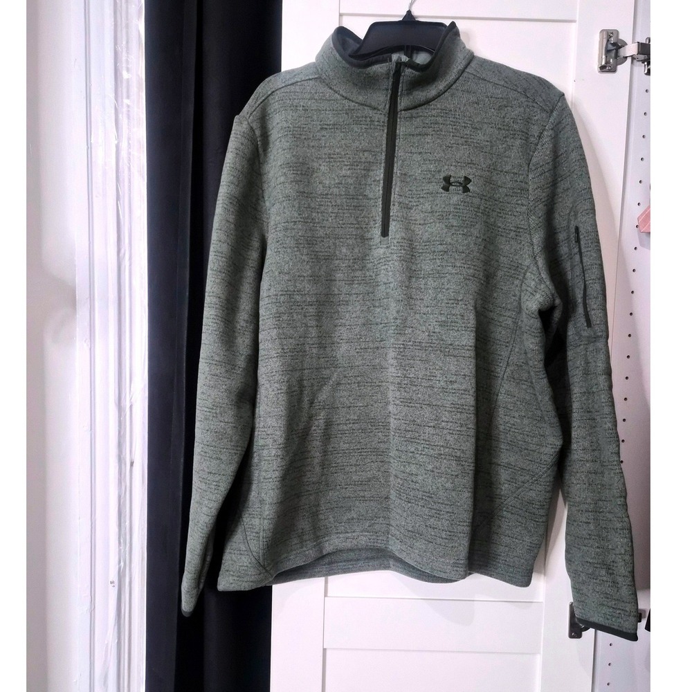 Under Armour Mens Quarter Zip Pullover Green Size L